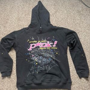 Black Hoodie with Spider Web Design